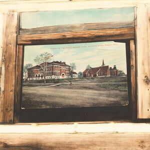 Kingman KS Kingman County High School Church 1909 Stamp Post Mark Postcard